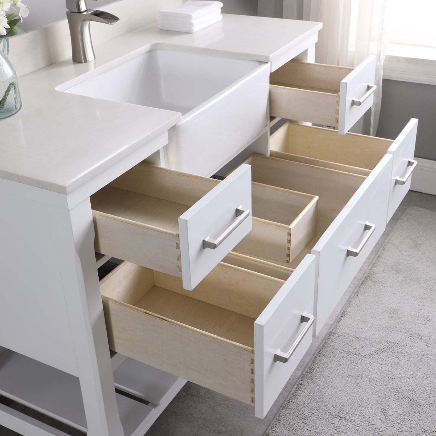 Altair Designs 48" single vanity with top - 537048-WH-AW-NM