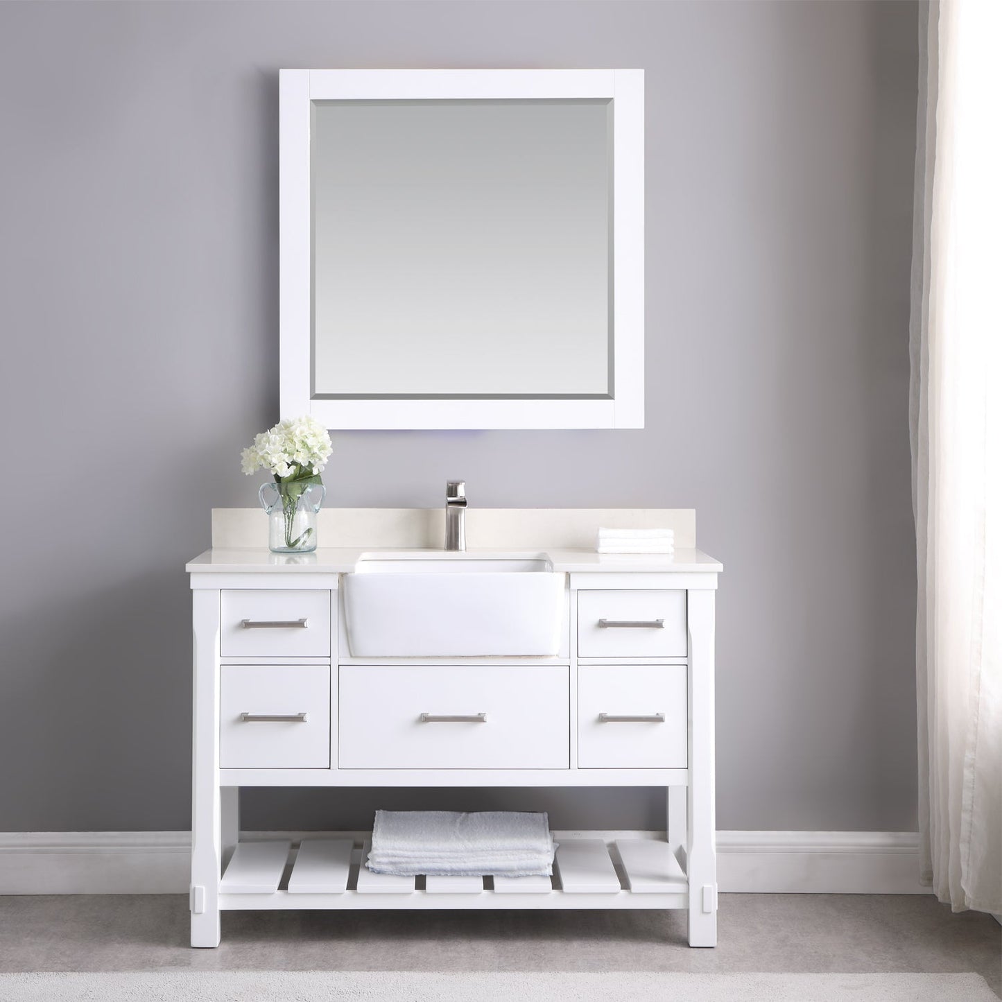 Altair Designs 48" single vanity with top - 537048-WH-AW-NM