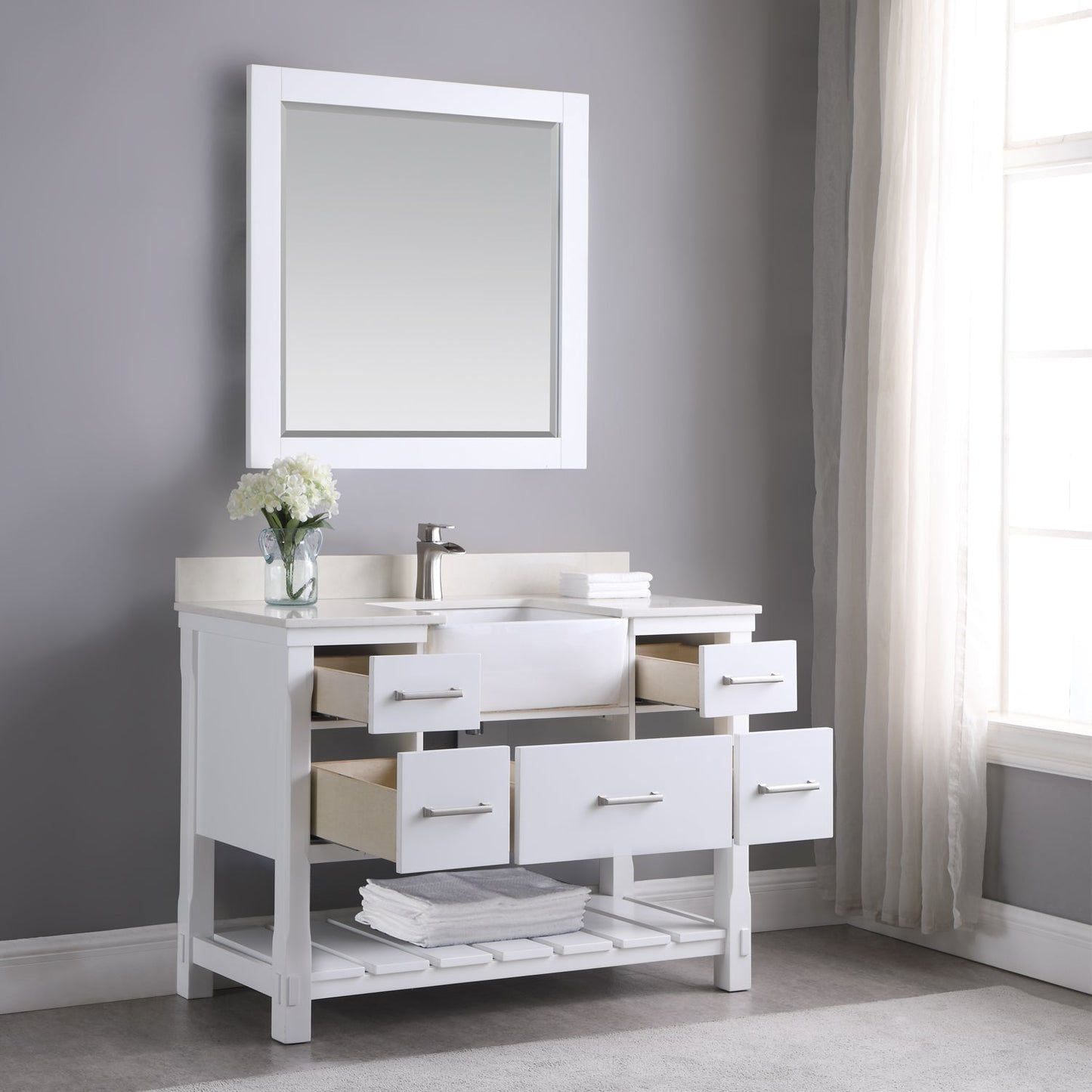 Altair Designs 48" single vanity with top - 537048-WH-AW-NM