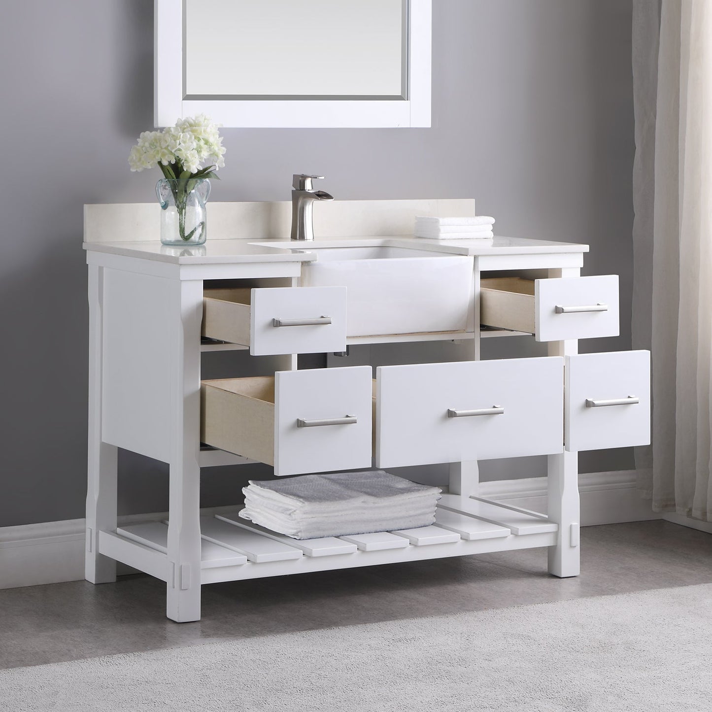 Altair Designs 48" single vanity with top - 537048-WH-AW-NM