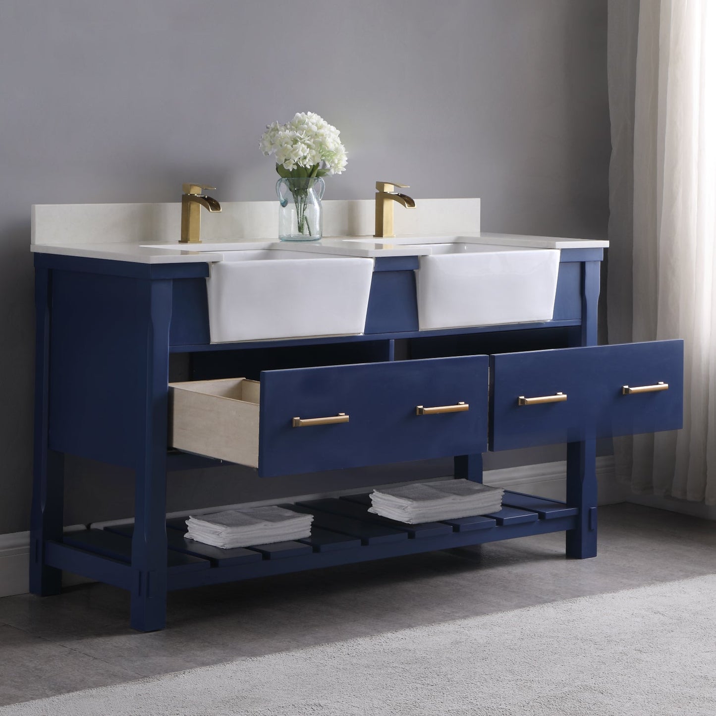 Altair Designs 60" double vanity with top - 537060-WH-AW-NM