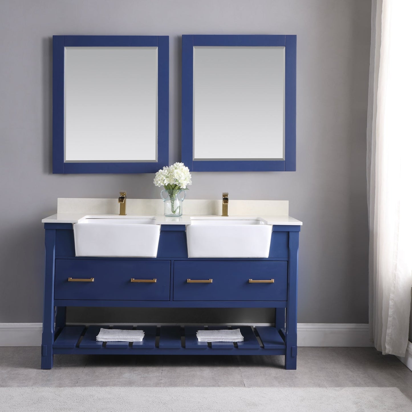 Altair Designs 60" double vanity with top - 537060-WH-AW-NM