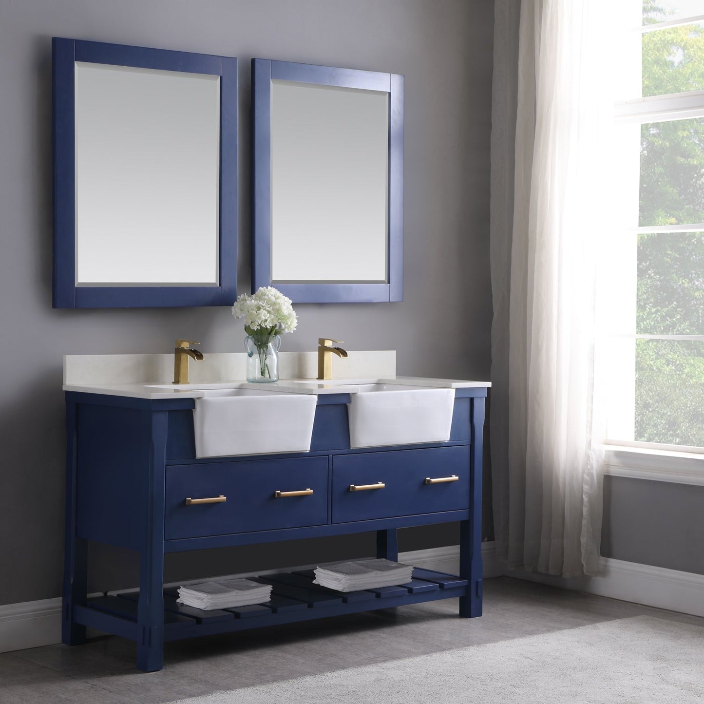 Altair Designs 60" double vanity with top - 537060-WH-AW-NM