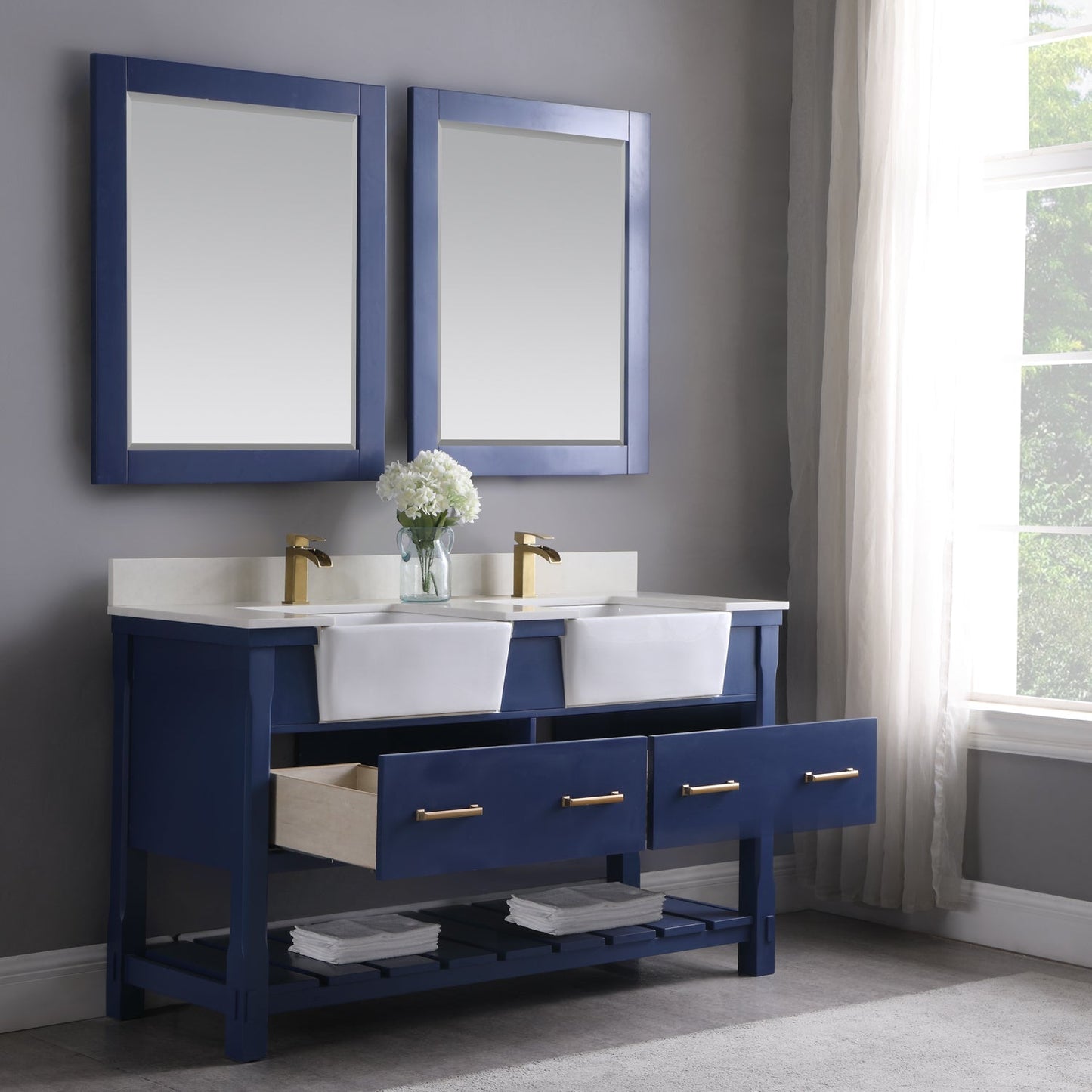 Altair Designs 60" double vanity with top - 537060-WH-AW-NM