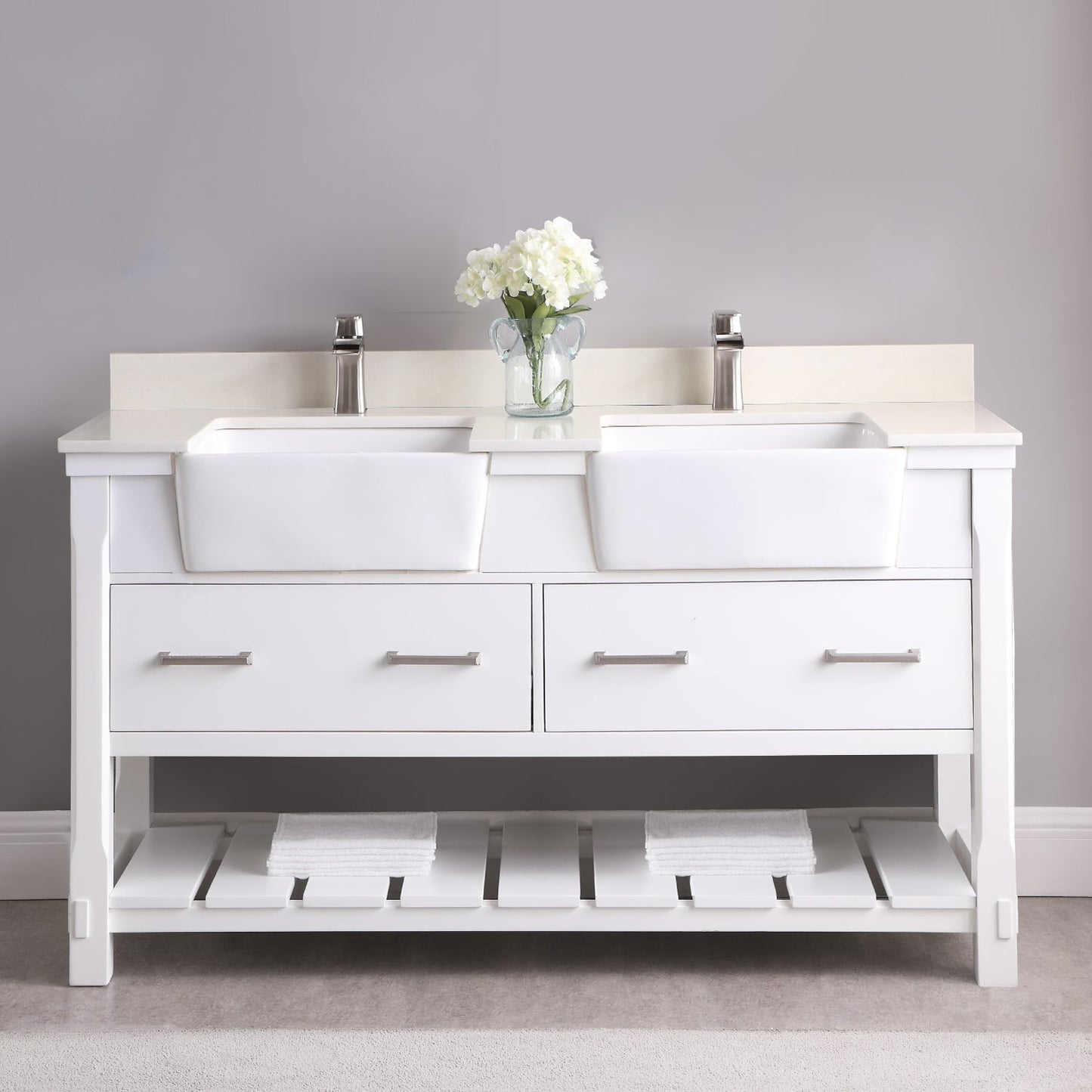 Altair Designs 60" double vanity with top - 537060-WH-AW-NM