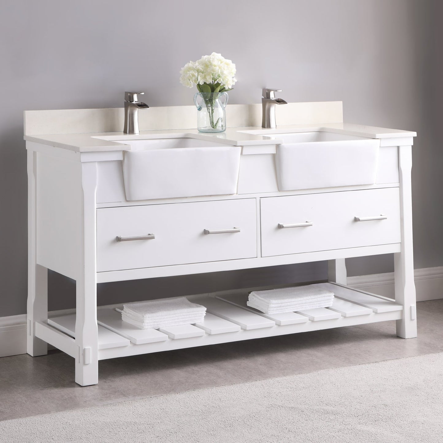 Altair Designs 60" double vanity with top - 537060-WH-AW-NM