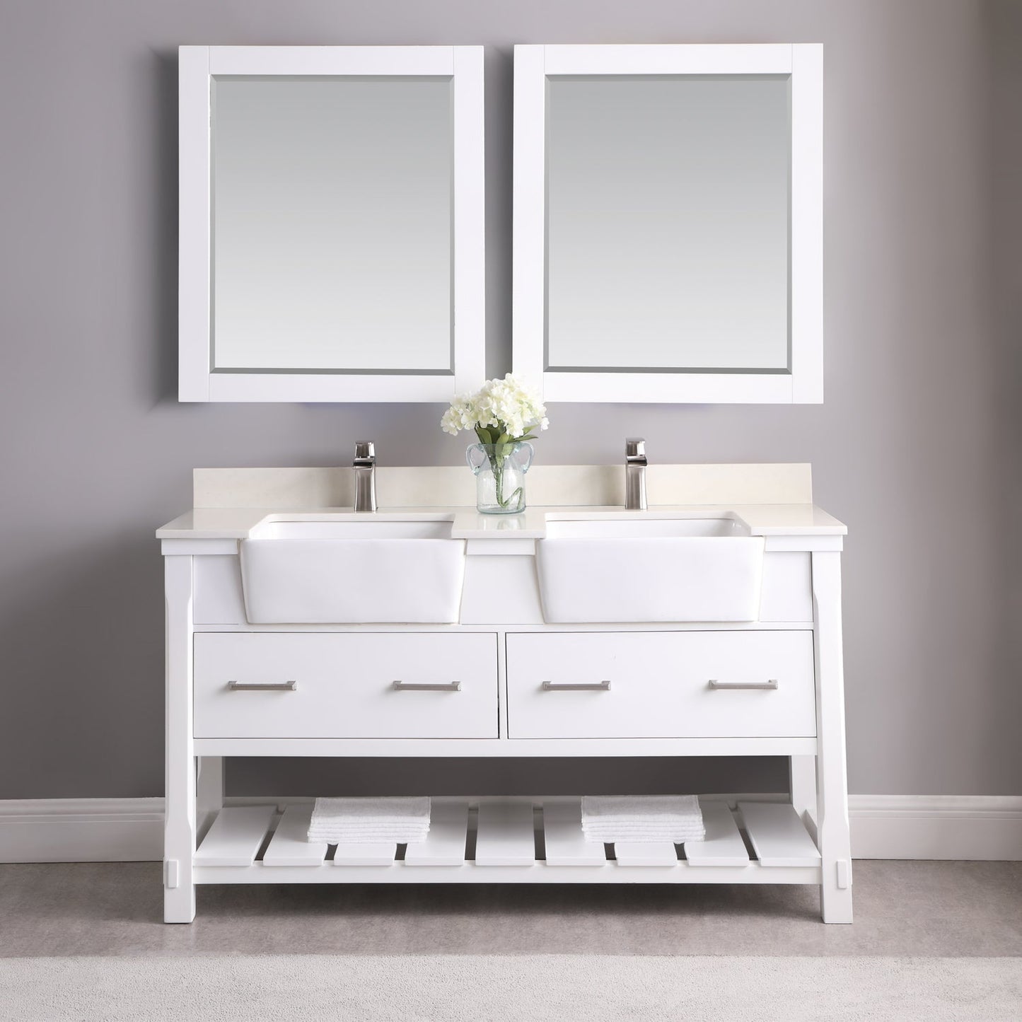 Altair Designs 60" double vanity with top - 537060-WH-AW-NM