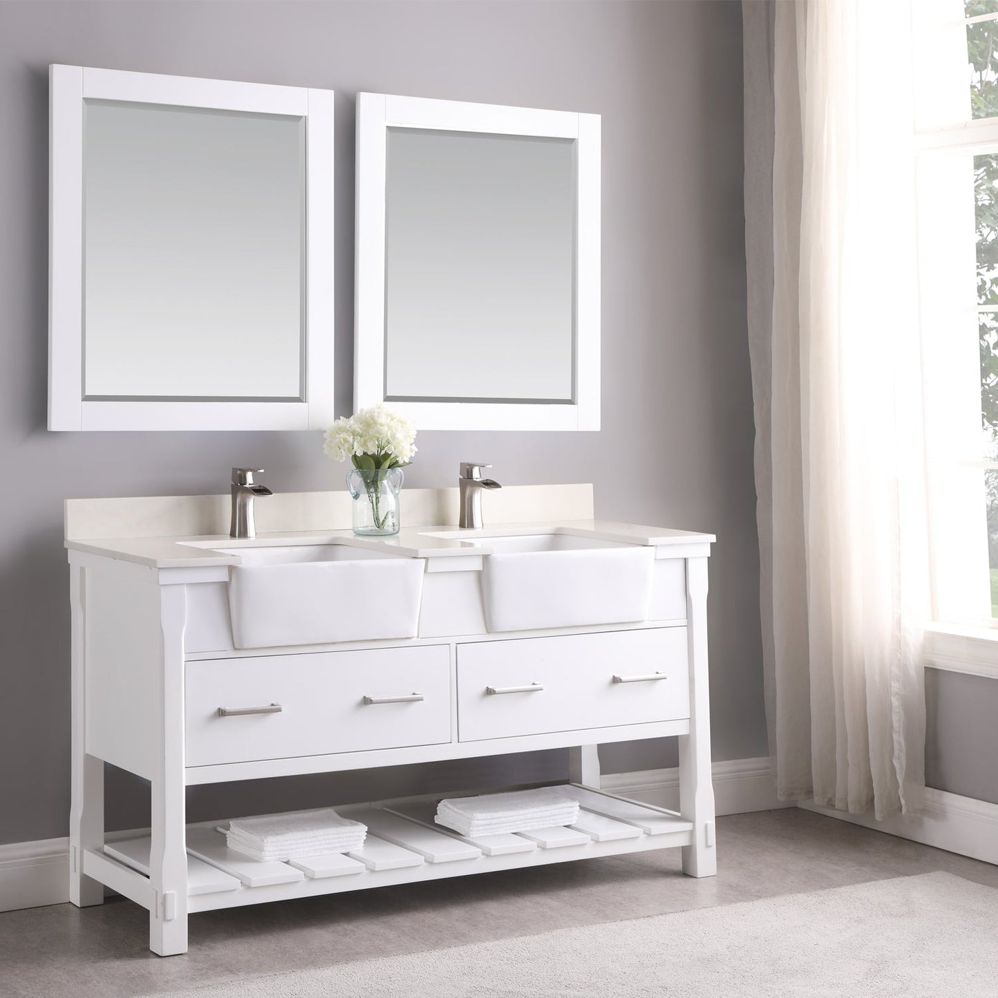 Altair Designs 60" double vanity with top - 537060-WH-AW-NM