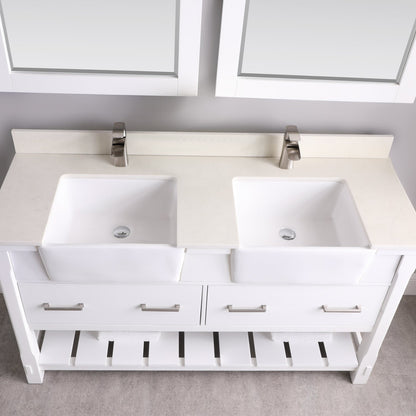 Altair Designs 60" double vanity with top - 537060-WH-AW-NM