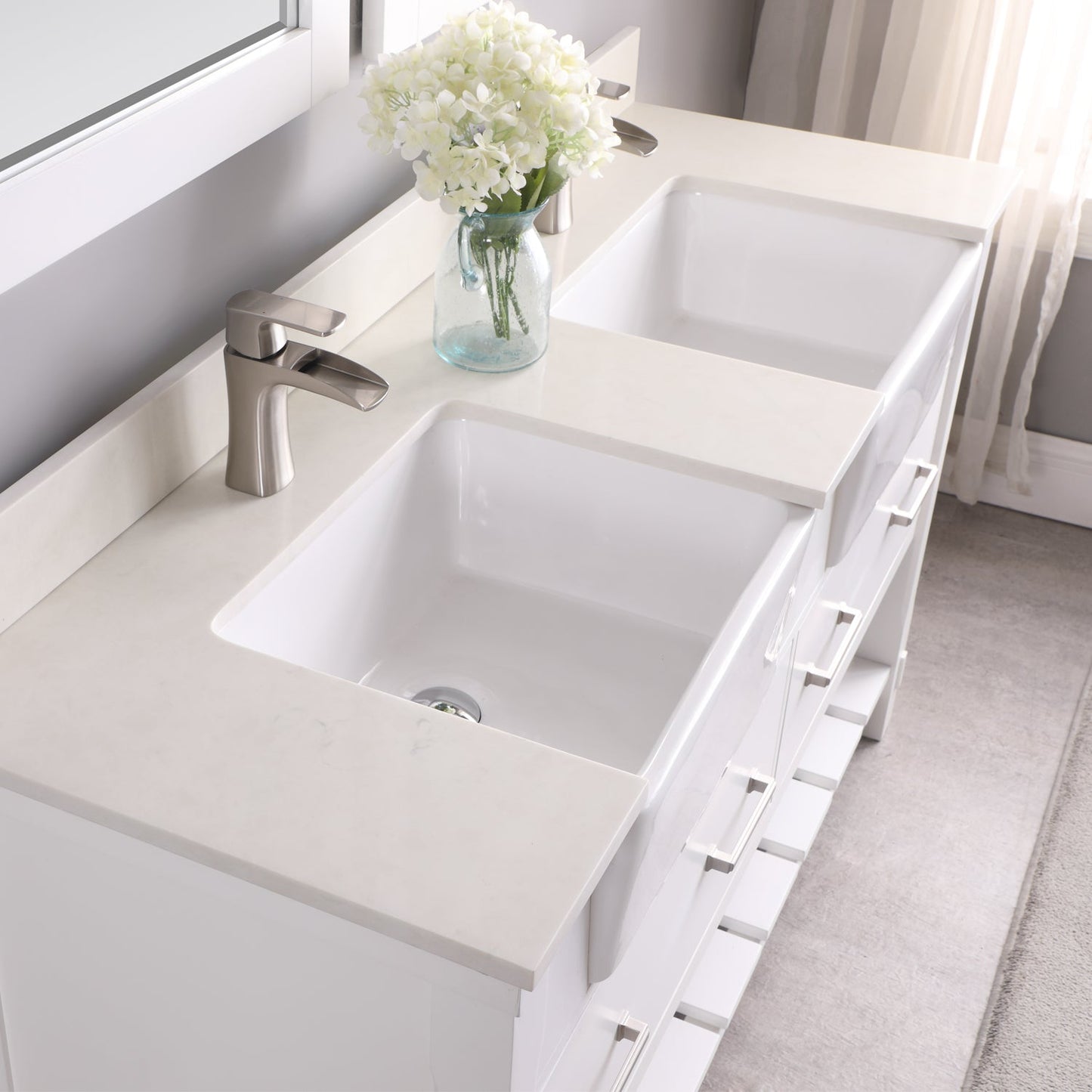 Altair Designs 60" double vanity with top - 537060-WH-AW-NM