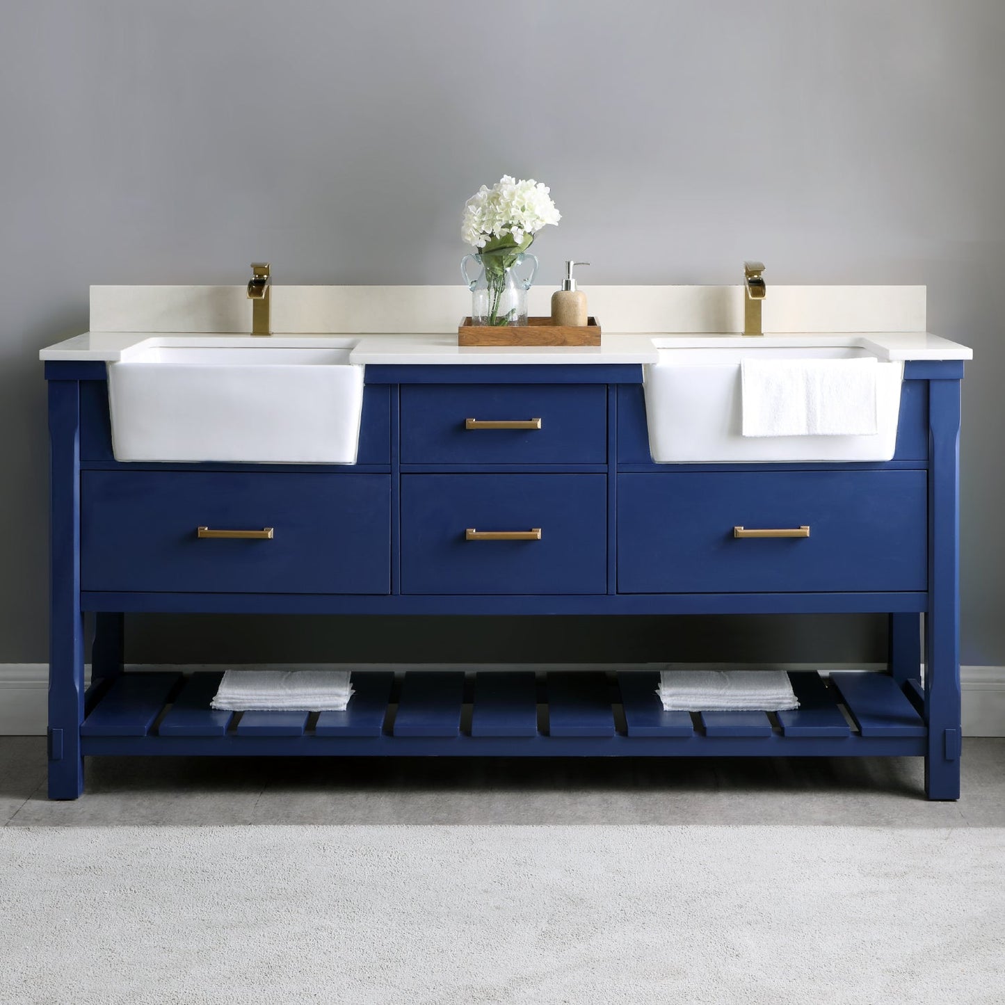 Altair Designs 72" double vanity with top - 537072-WH-AW-NM