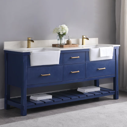 Altair Designs 72" double vanity with top - 537072-WH-AW-NM