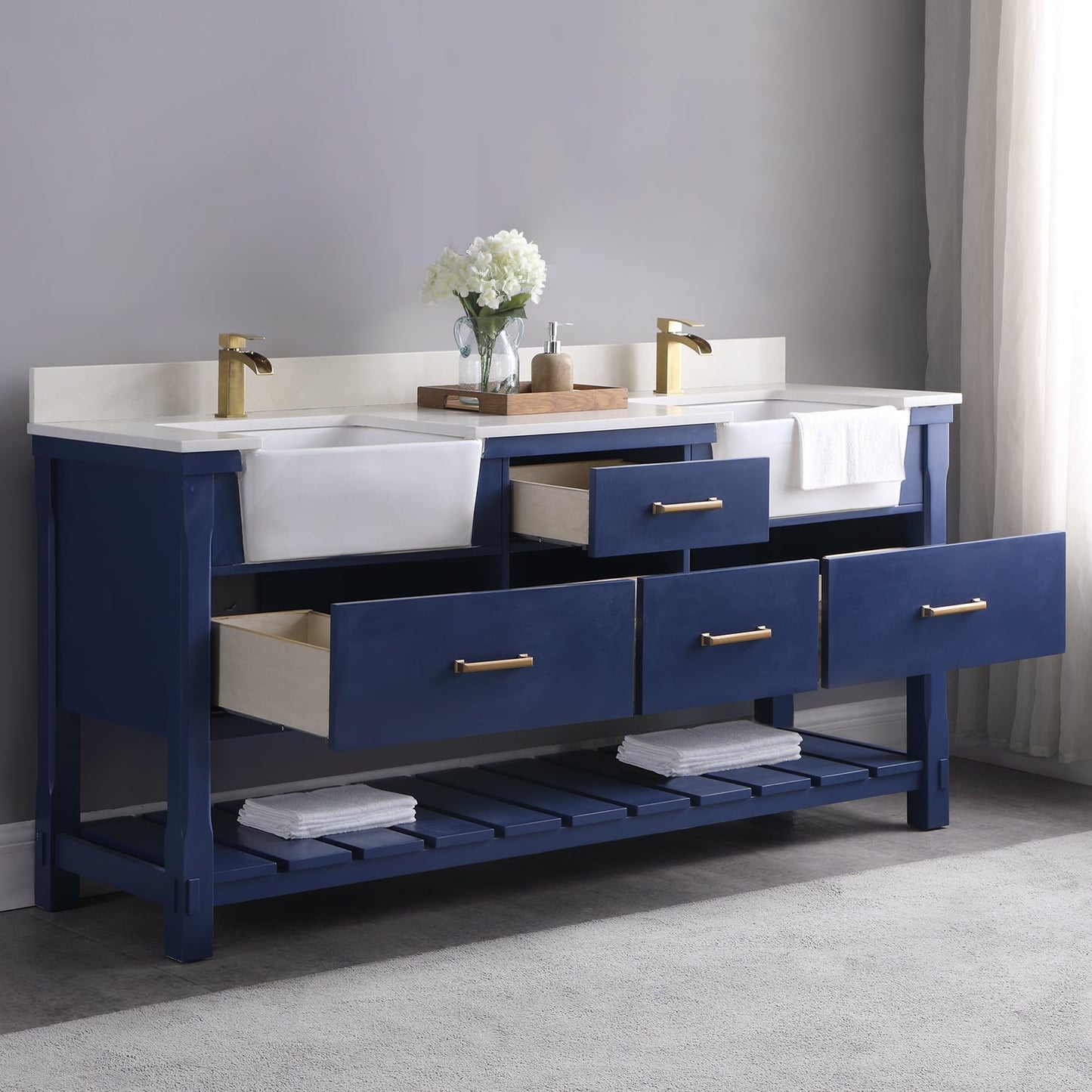 Altair Designs 72" double vanity with top - 537072-WH-AW-NM
