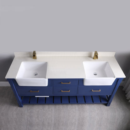 Altair Designs 72" double vanity with top - 537072-WH-AW-NM