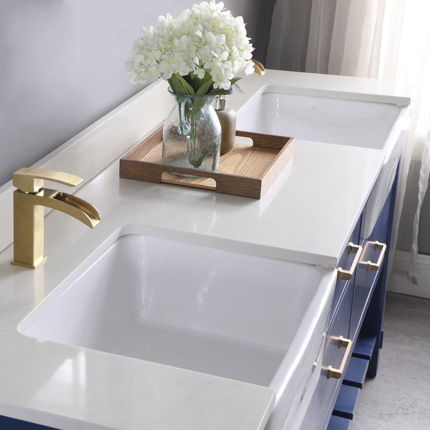 Altair Designs 72" double vanity with top - 537072-WH-AW-NM