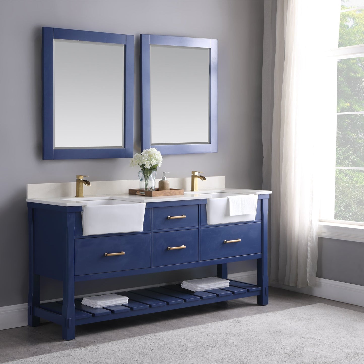 Altair Designs 72" double vanity with top - 537072-WH-AW-NM