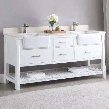 Altair Designs 72" double vanity with top - 537072-WH-AW-NM