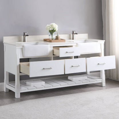 Altair Designs 72" double vanity with top - 537072-WH-AW-NM