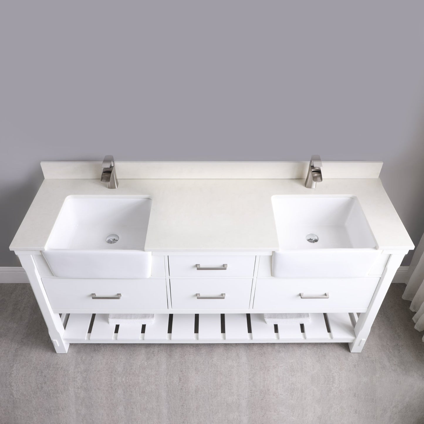 Altair Designs 72" double vanity with top - 537072-WH-AW-NM