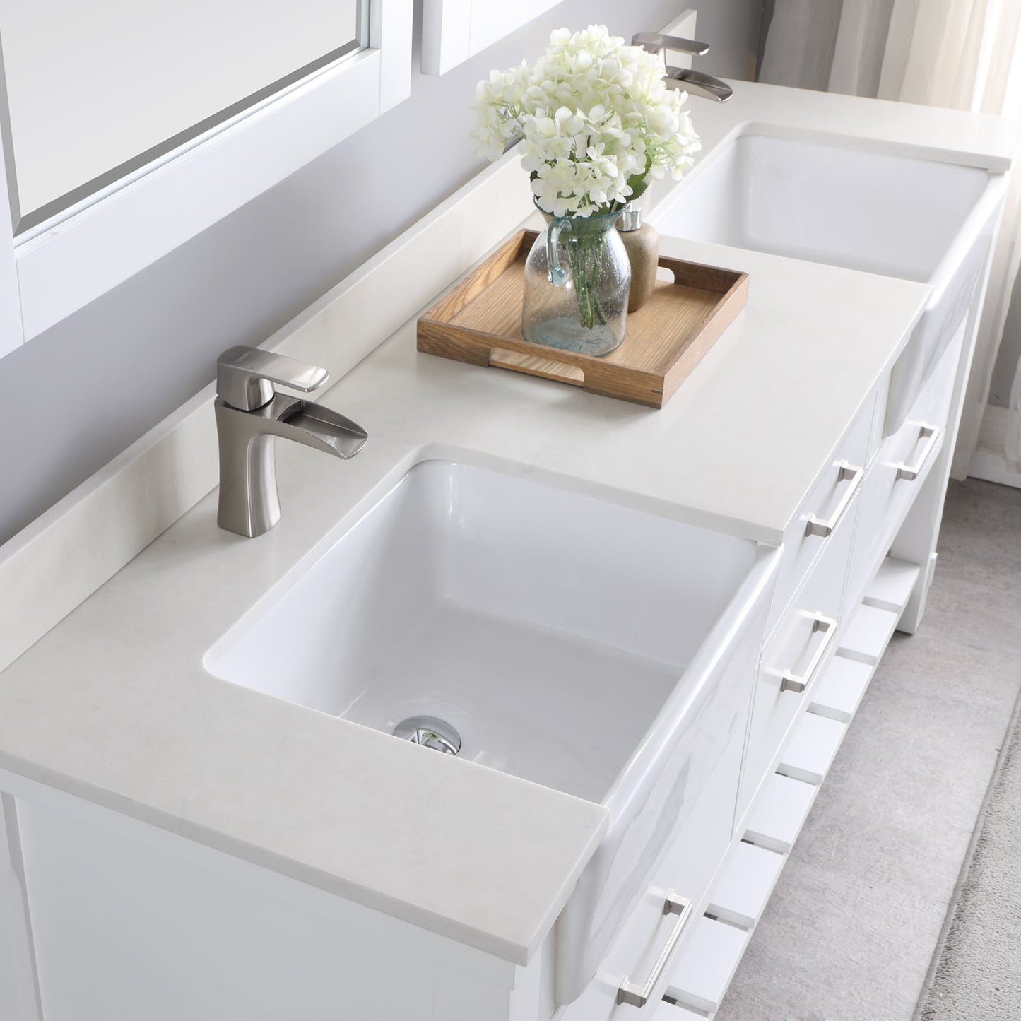 Altair Designs 72" double vanity with top - 537072-WH-AW-NM