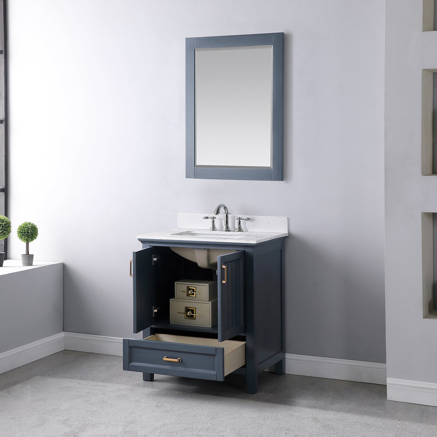 Altair Designs 30" single vanity with top - 538030-WH-CA-NM