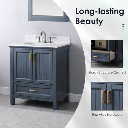 Altair Designs 30" single vanity with top - 538030-WH-CA-NM