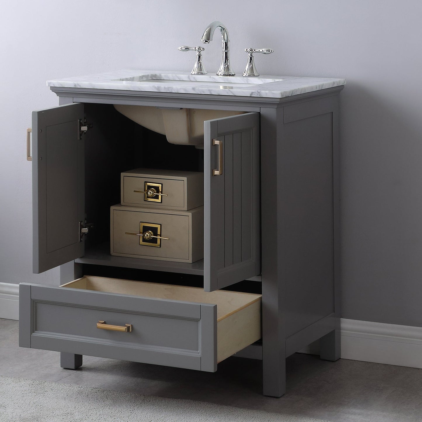 Altair Designs 30" single vanity with top - 538030-WH-CA-NM