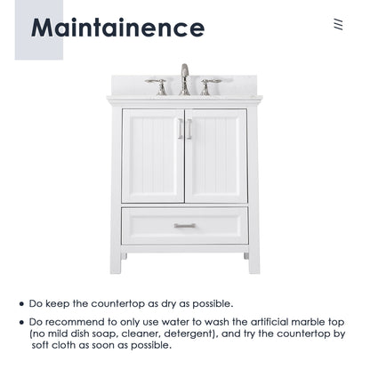 Altair Designs 30" single vanity with top - 538030-WH-CA-NM
