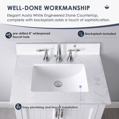 Altair Designs 30" single vanity with top - 538030-WH-CA-NM