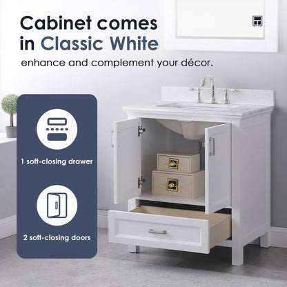 Altair Designs 30" single vanity with top - 538030-WH-CA-NM