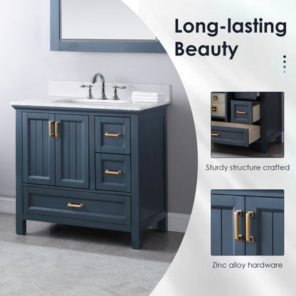 Altair Designs 36" single vanity with top - 538036-WH-CA-NM