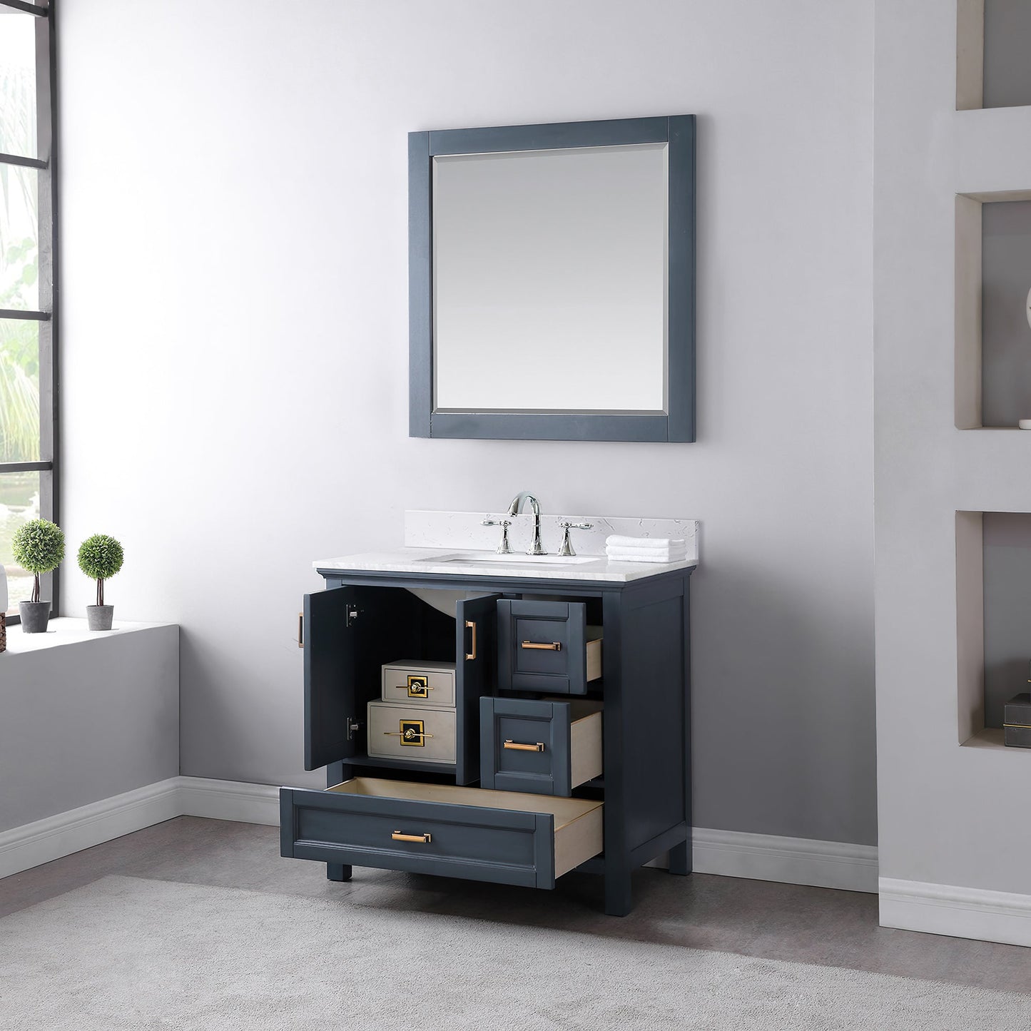 Altair Designs 36" single vanity with top - 538036-WH-CA-NM