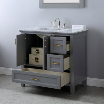 Altair Designs 36" single vanity with top - 538036-WH-CA-NM