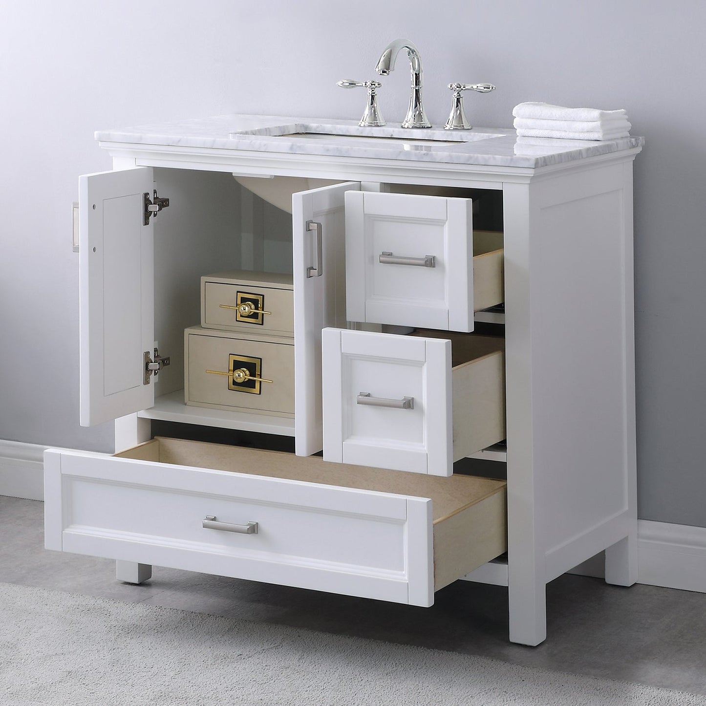 Altair Designs 36" single vanity with top - 538036-WH-CA-NM