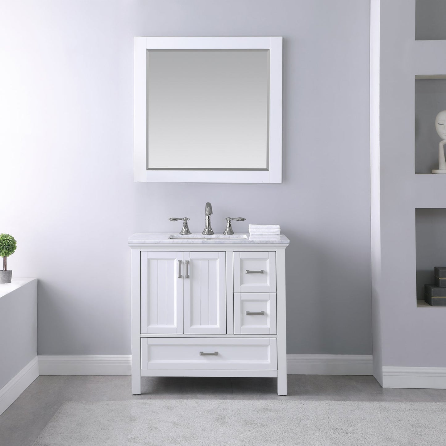 Altair Designs 36" single vanity with top - 538036-WH-CA-NM