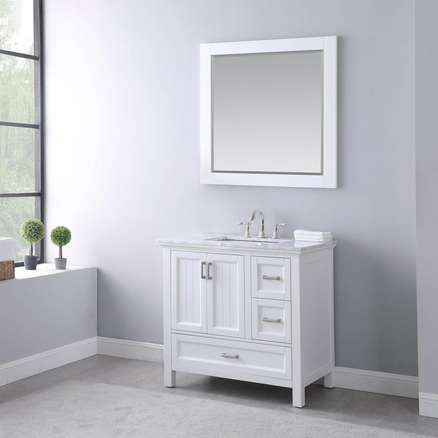 Altair Designs 36" single vanity with top - 538036-WH-CA-NM