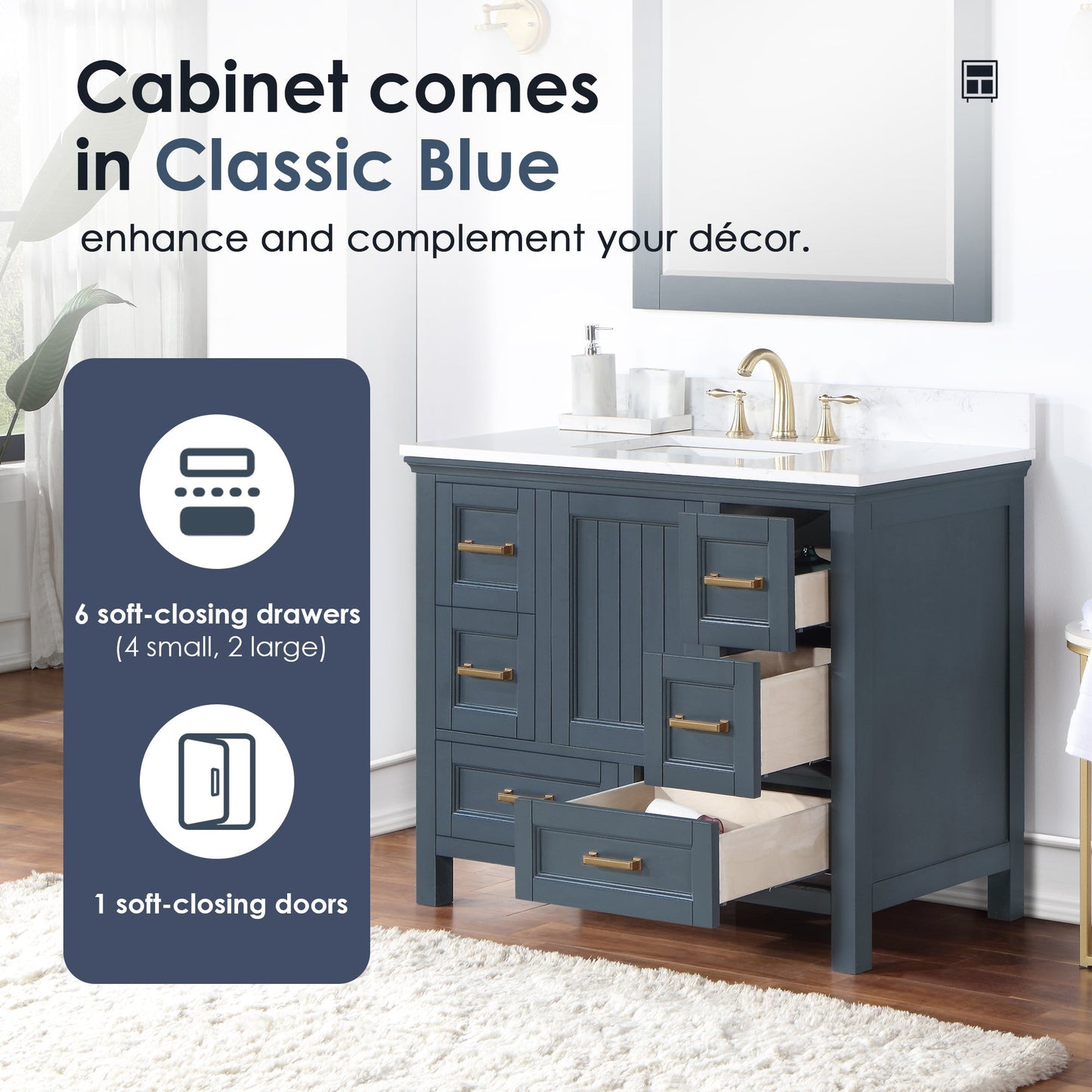 Altair Designs  42" single vanity with top - 538042-CB-AW-NM