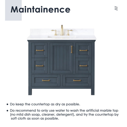 Altair Designs  42" single vanity with top - 538042-CB-AW-NM