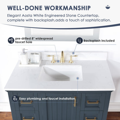 Altair Designs  42" single vanity with top - 538042-CB-AW-NM