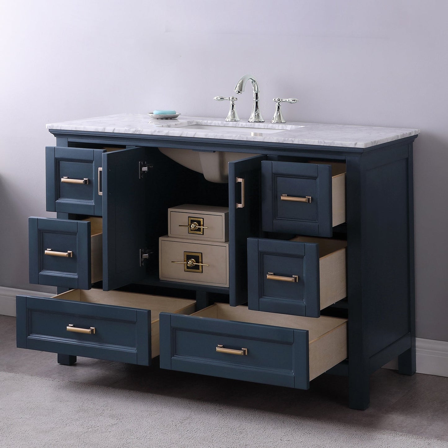 Altair Designs 48" single vanity with top - 538048-WH-CA-NM