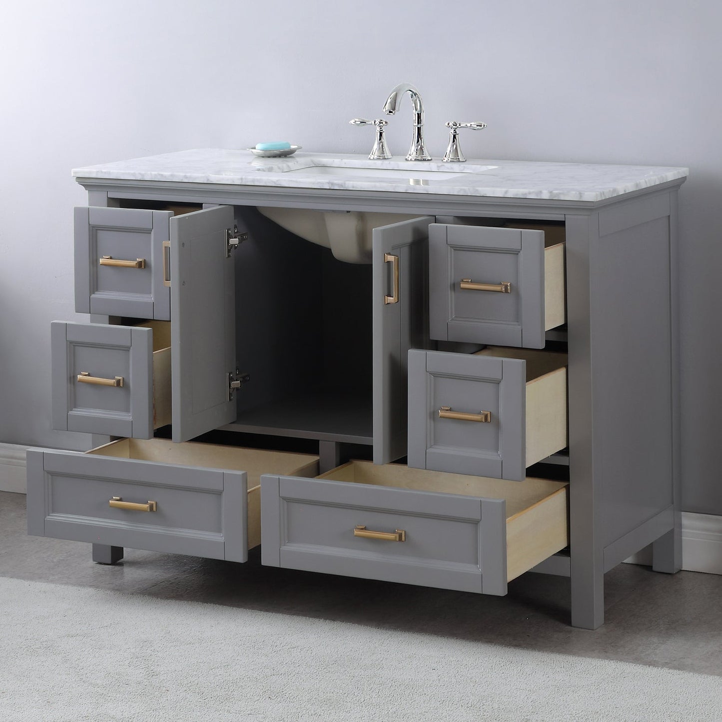 Altair Designs 48" single vanity with top - 538048-WH-CA-NM