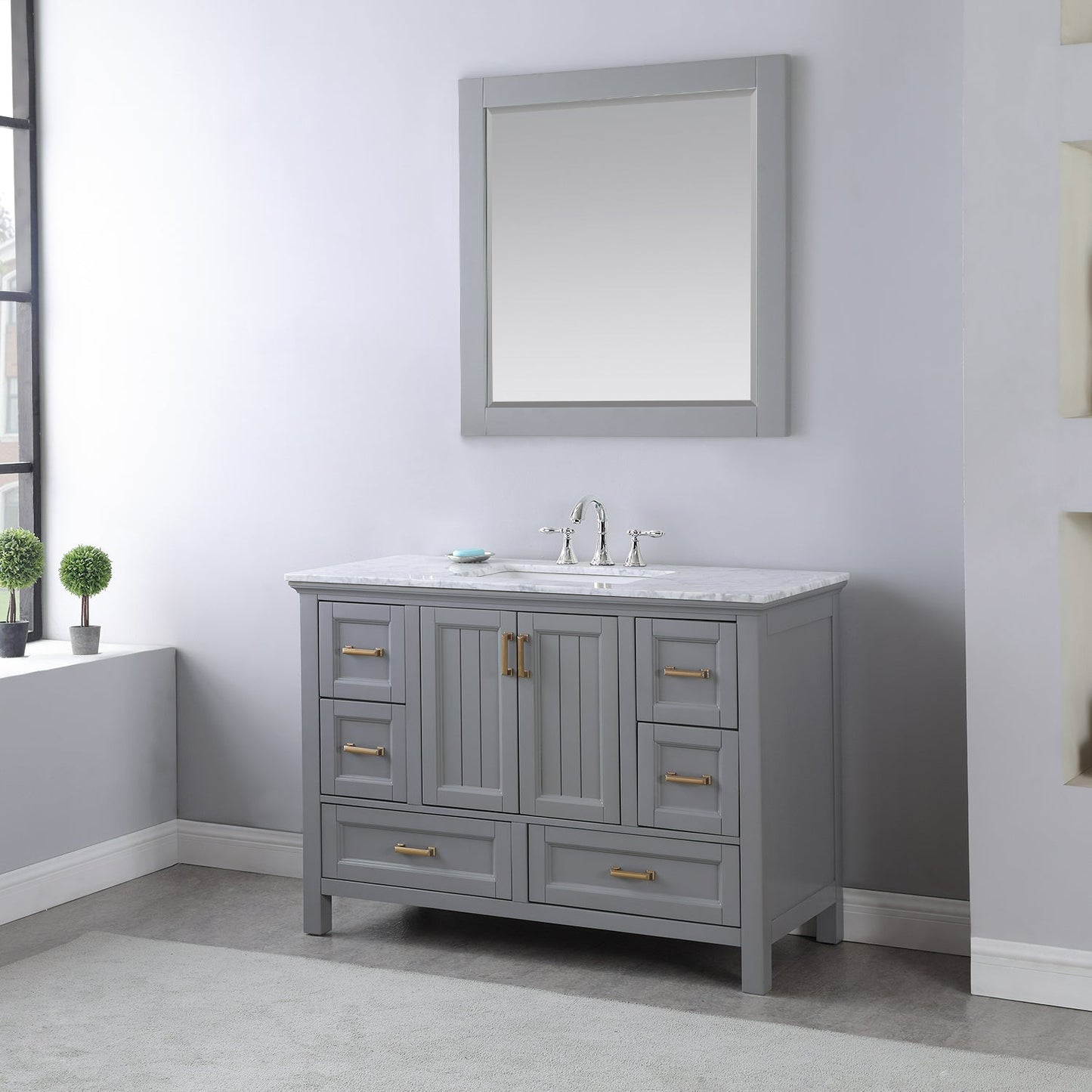 Altair Designs 48" single vanity with top - 538048-WH-CA-NM