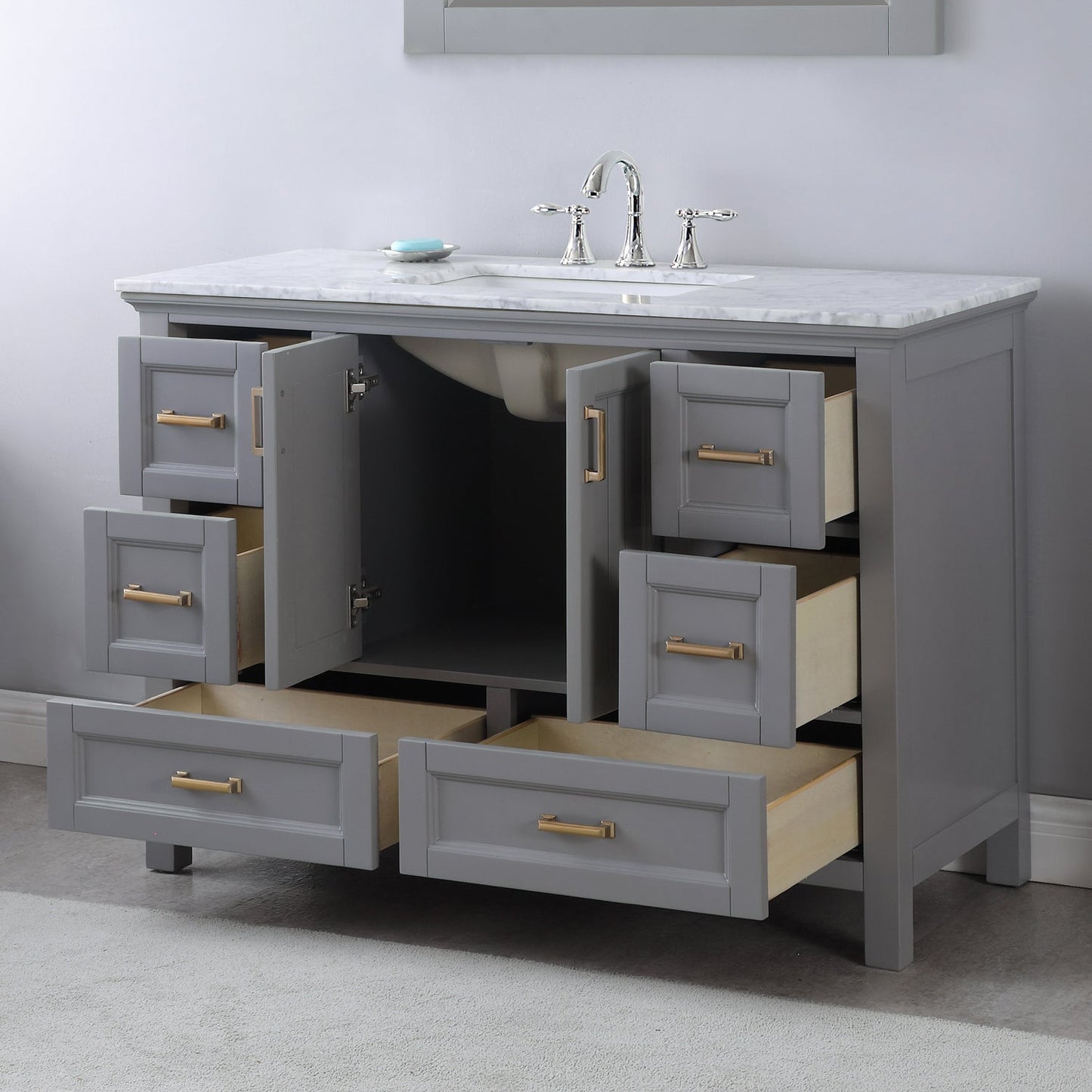 Altair Designs 48" single vanity with top - 538048-WH-CA-NM