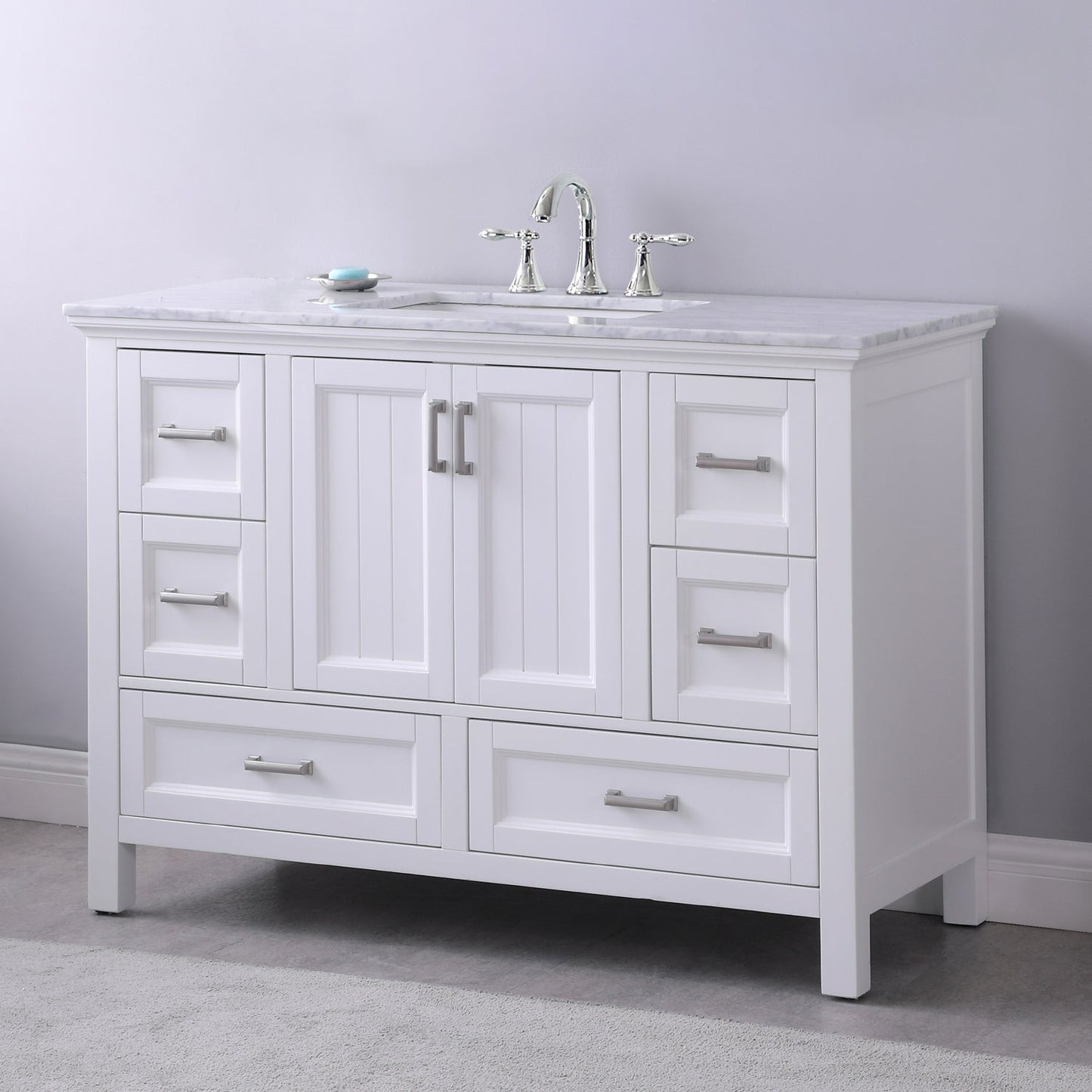 Altair Designs 48" single vanity with top - 538048-WH-CA-NM