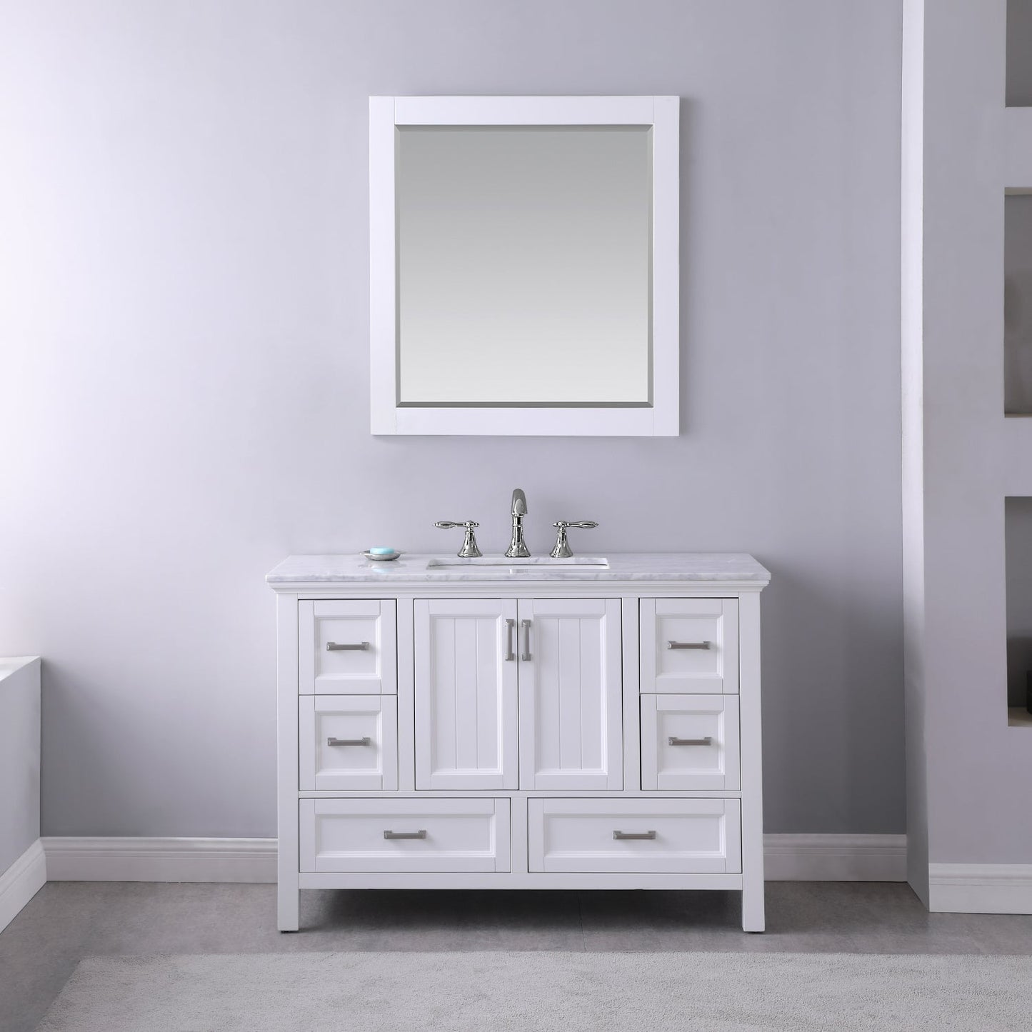 Altair Designs 48" single vanity with top - 538048-WH-CA-NM