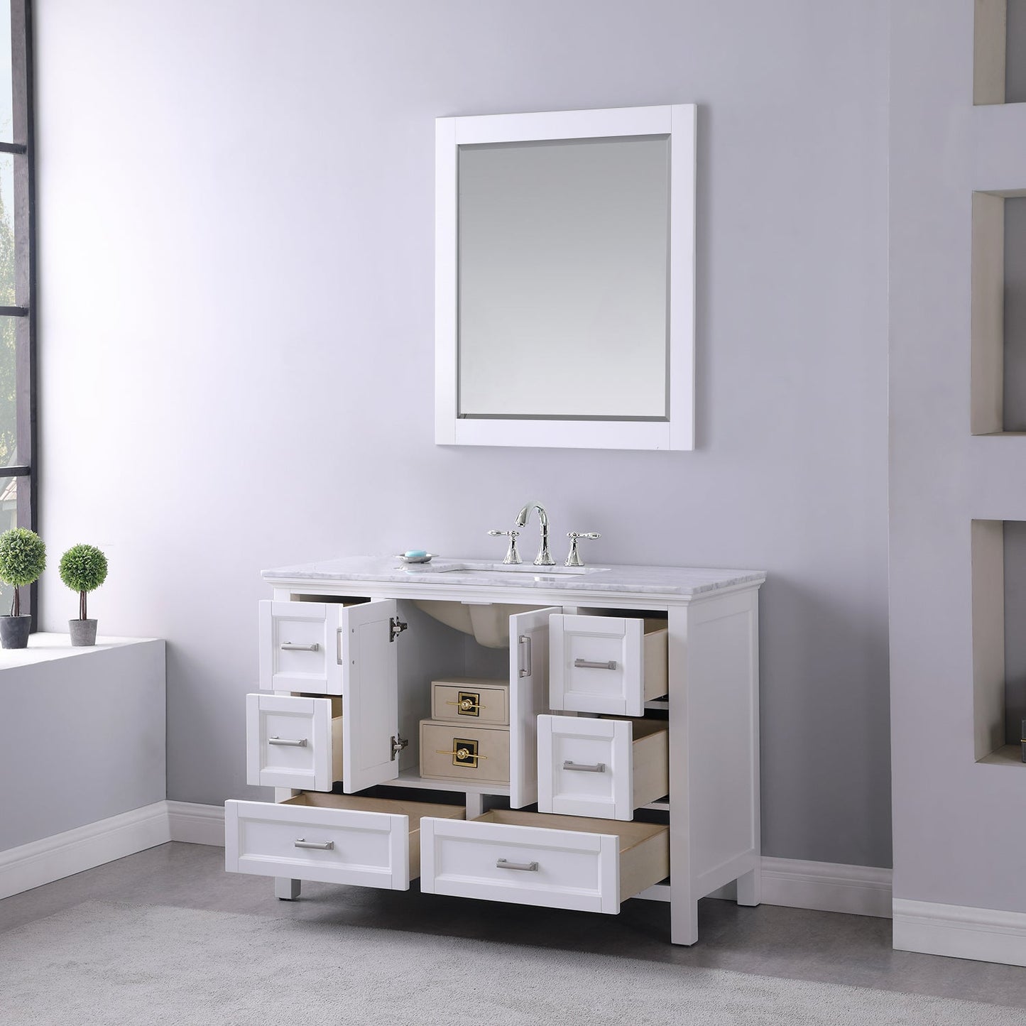 Altair Designs 48" single vanity with top - 538048-WH-CA-NM