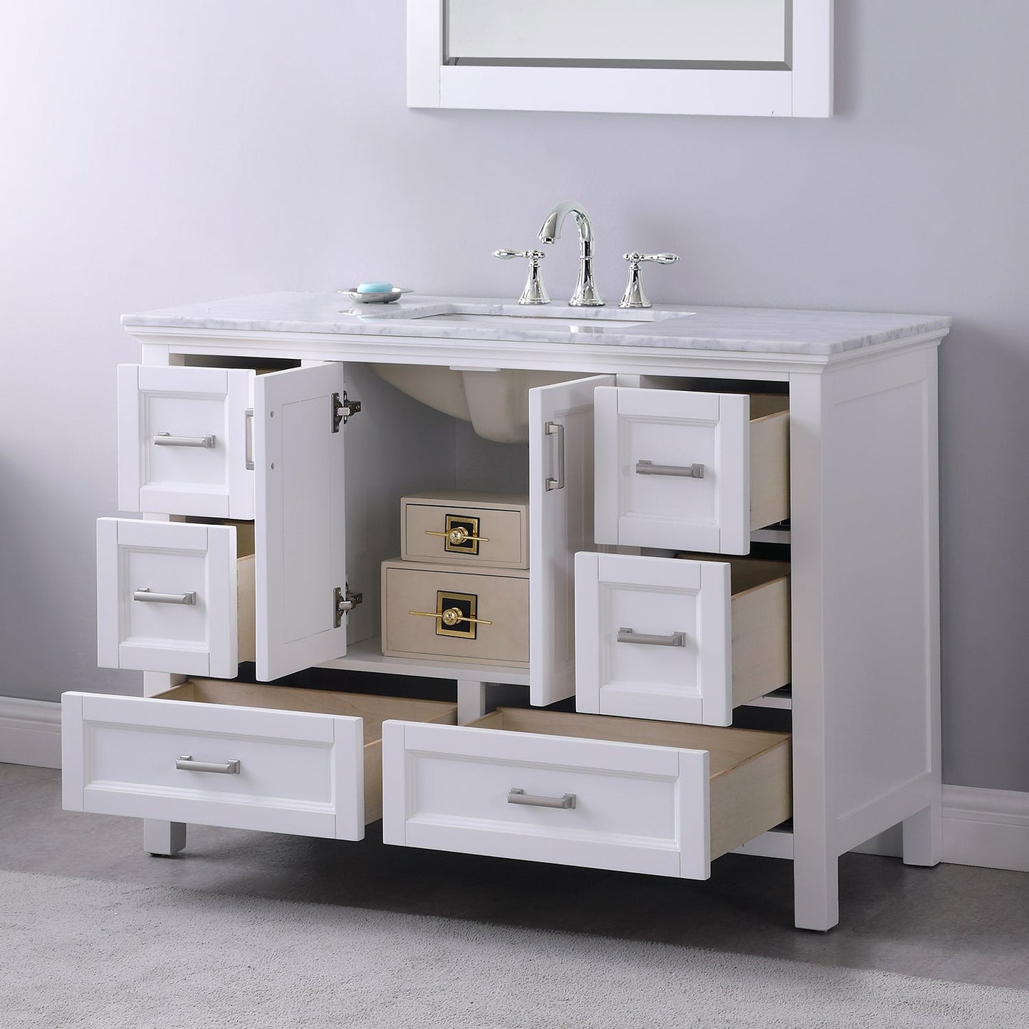 Altair Designs 48" single vanity with top - 538048-WH-CA-NM