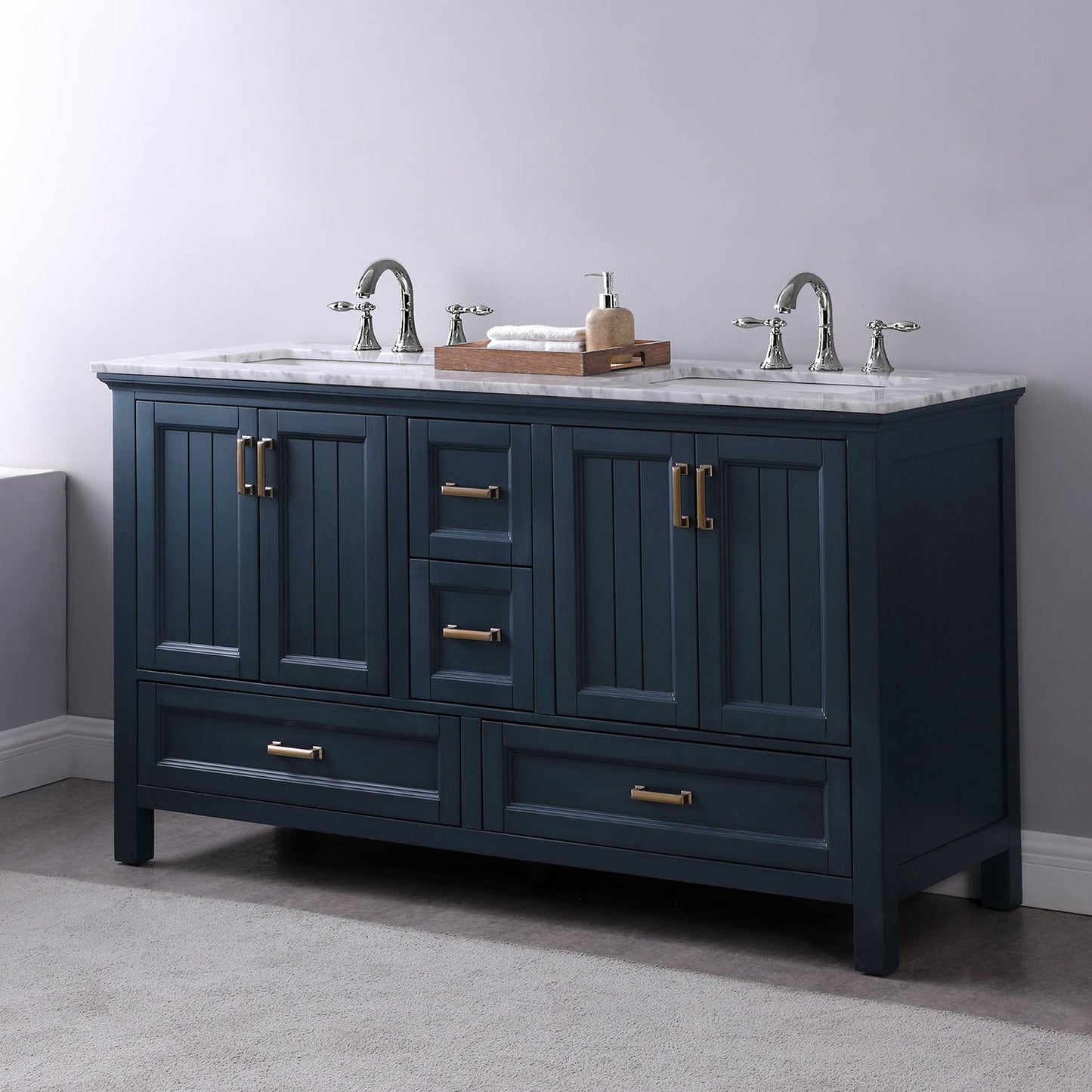 Altair Designs 60" double vanity with top - 538060-WH-CA-NM