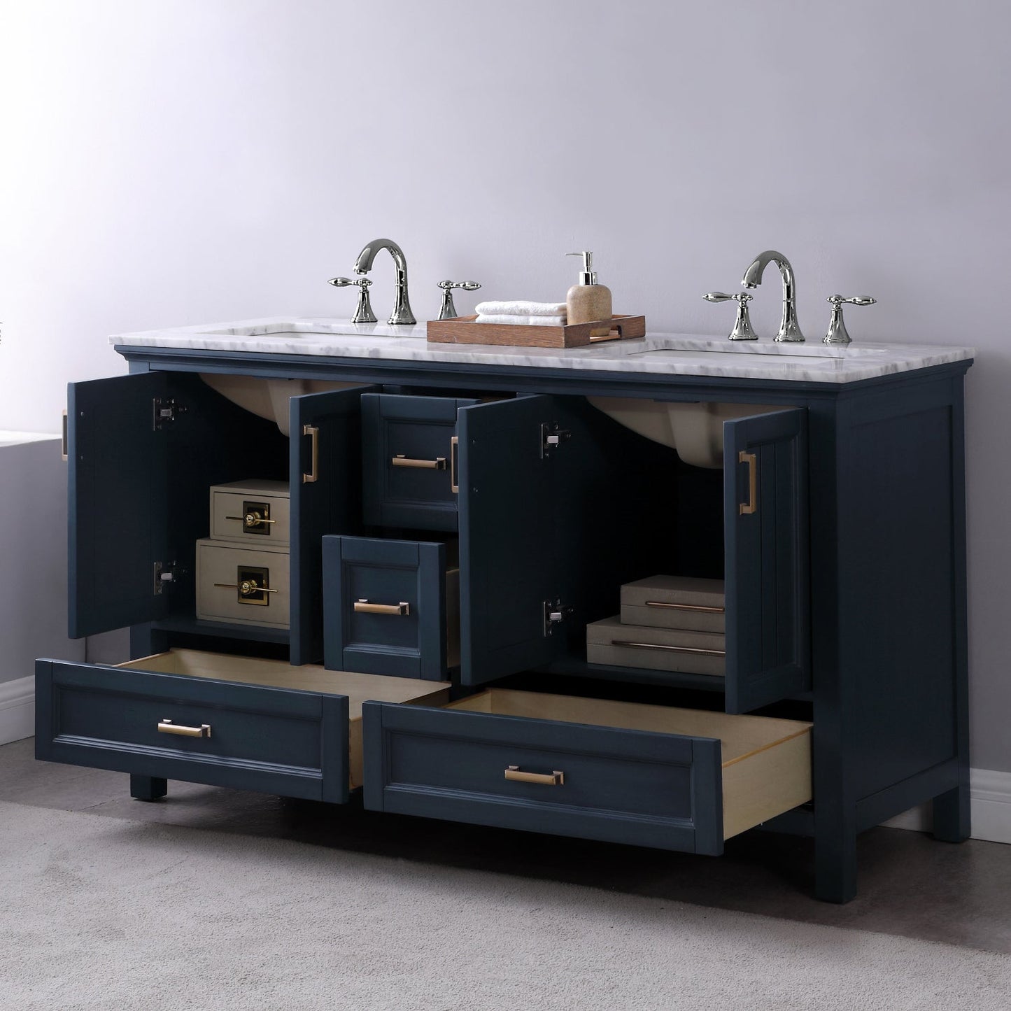 Altair Designs 60" double vanity with top - 538060-WH-CA-NM