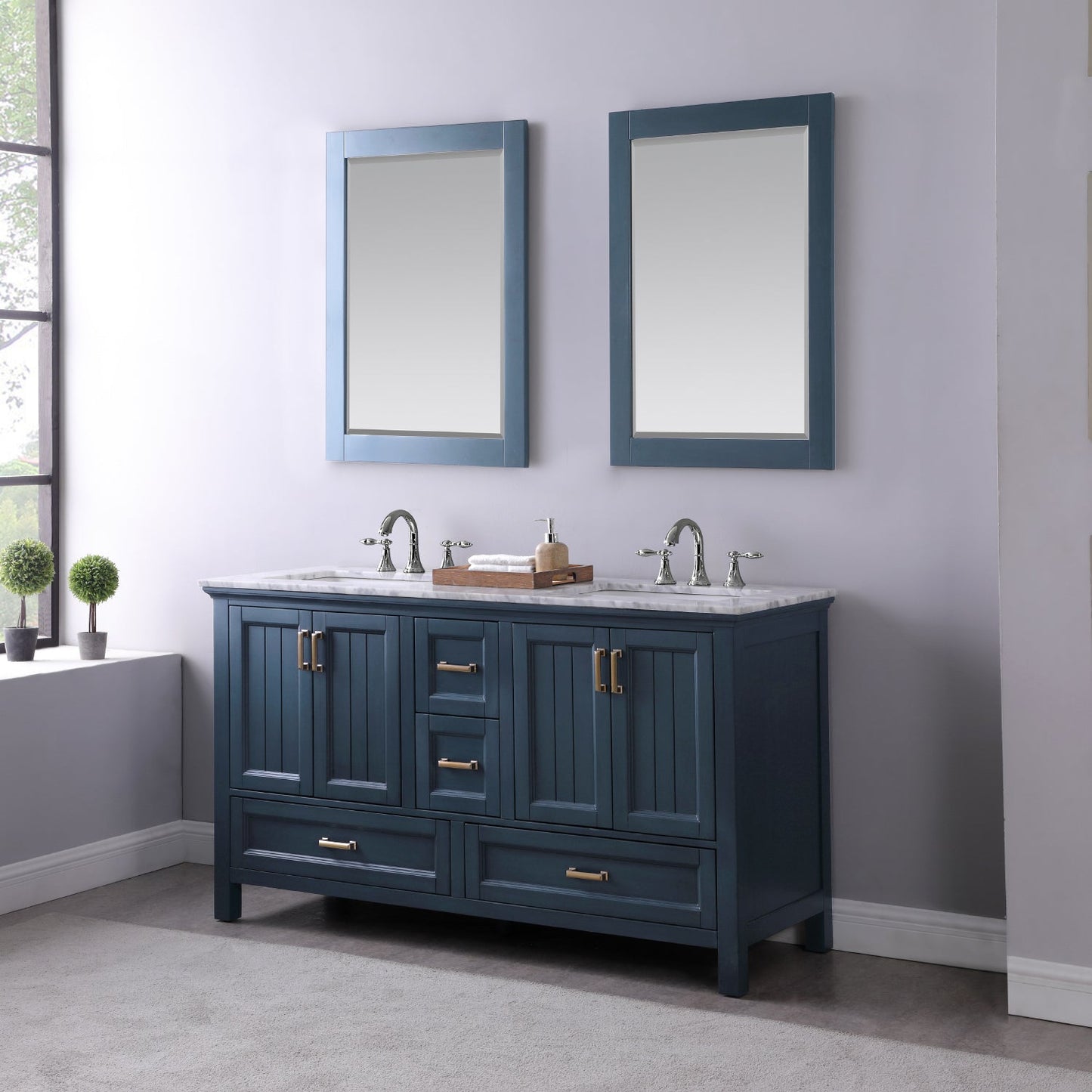 Altair Designs 60" double vanity with top - 538060-WH-CA-NM